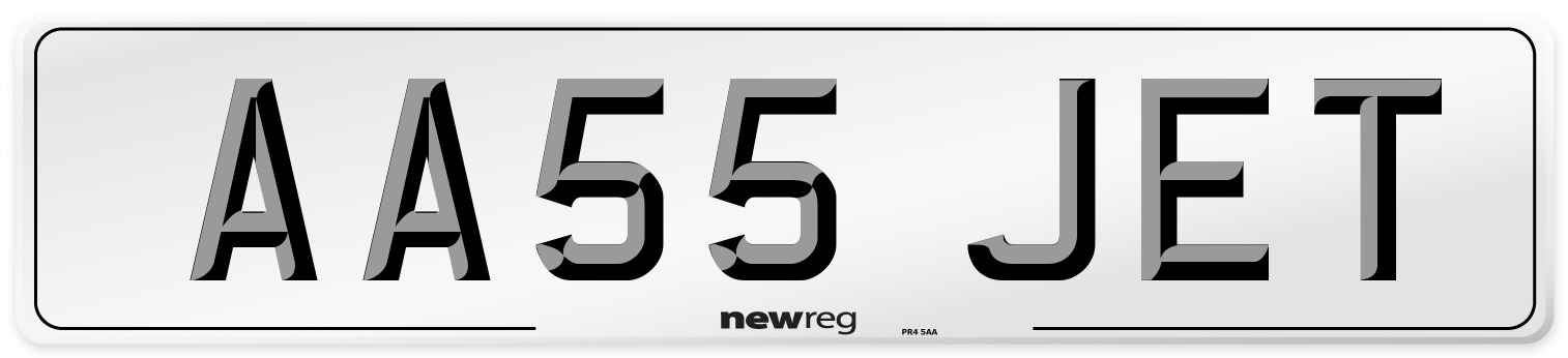 AA55 JET Number Plate from New Reg